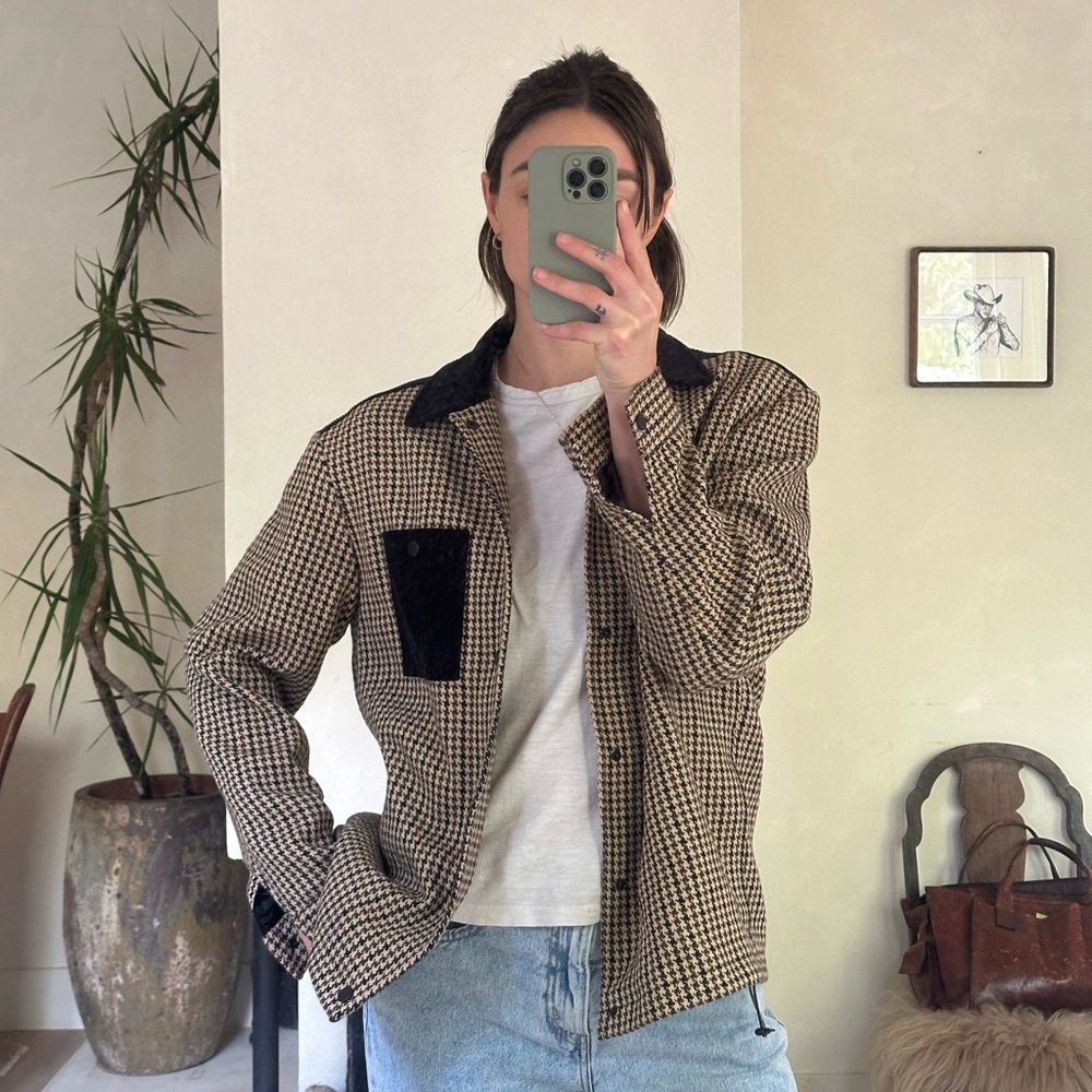 Zara Men's Checkered Jacket - Black and Tan